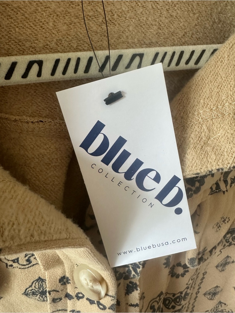 Blue B Beige and Black Bandana Print Button-Up Jacket - Picture 5 of 7